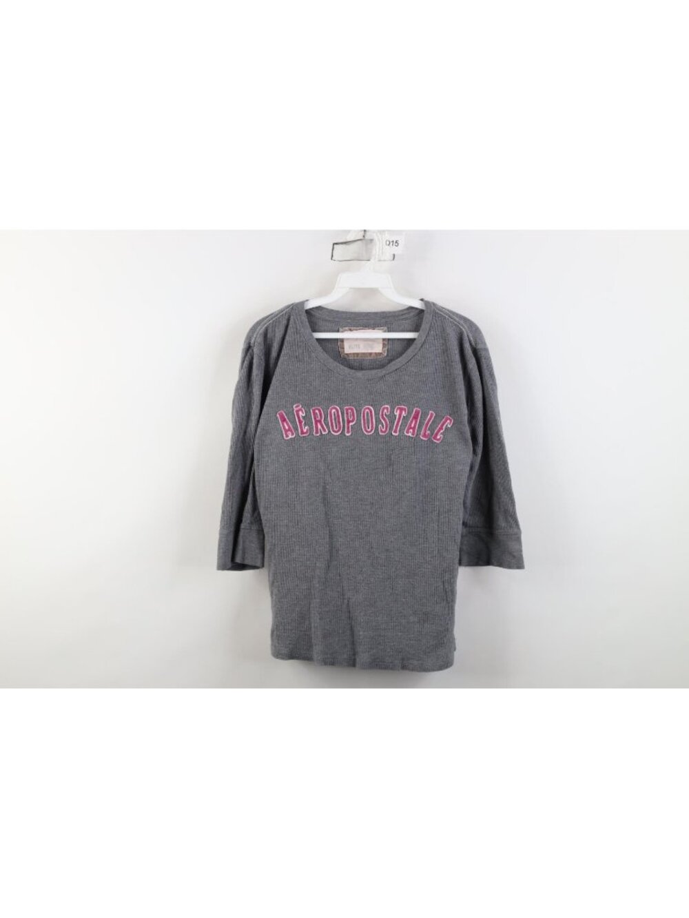 Vtg 90s Y2K Aeropostale Womens XL Babydoll 3/4 Sleeve Thermal Knit T-Shirt Gray